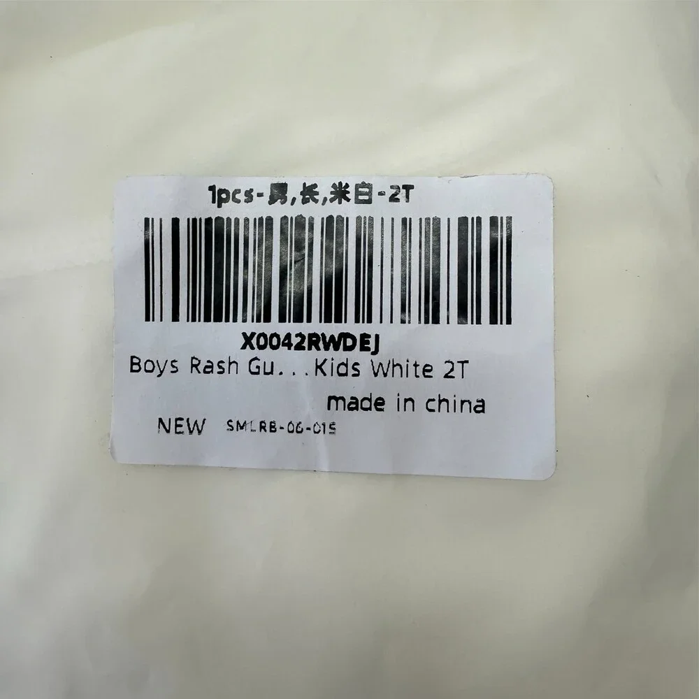 Smarasn White Long Sleeve High Neck Rash Guard Basic Swim Shirt Boys Size 2T NEW